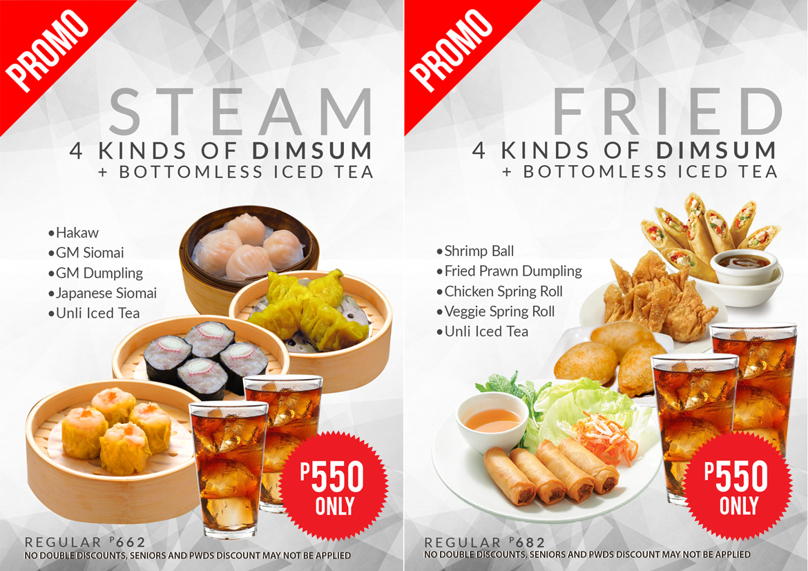 Dimsum promo! 4 kinds of stamed and fried.