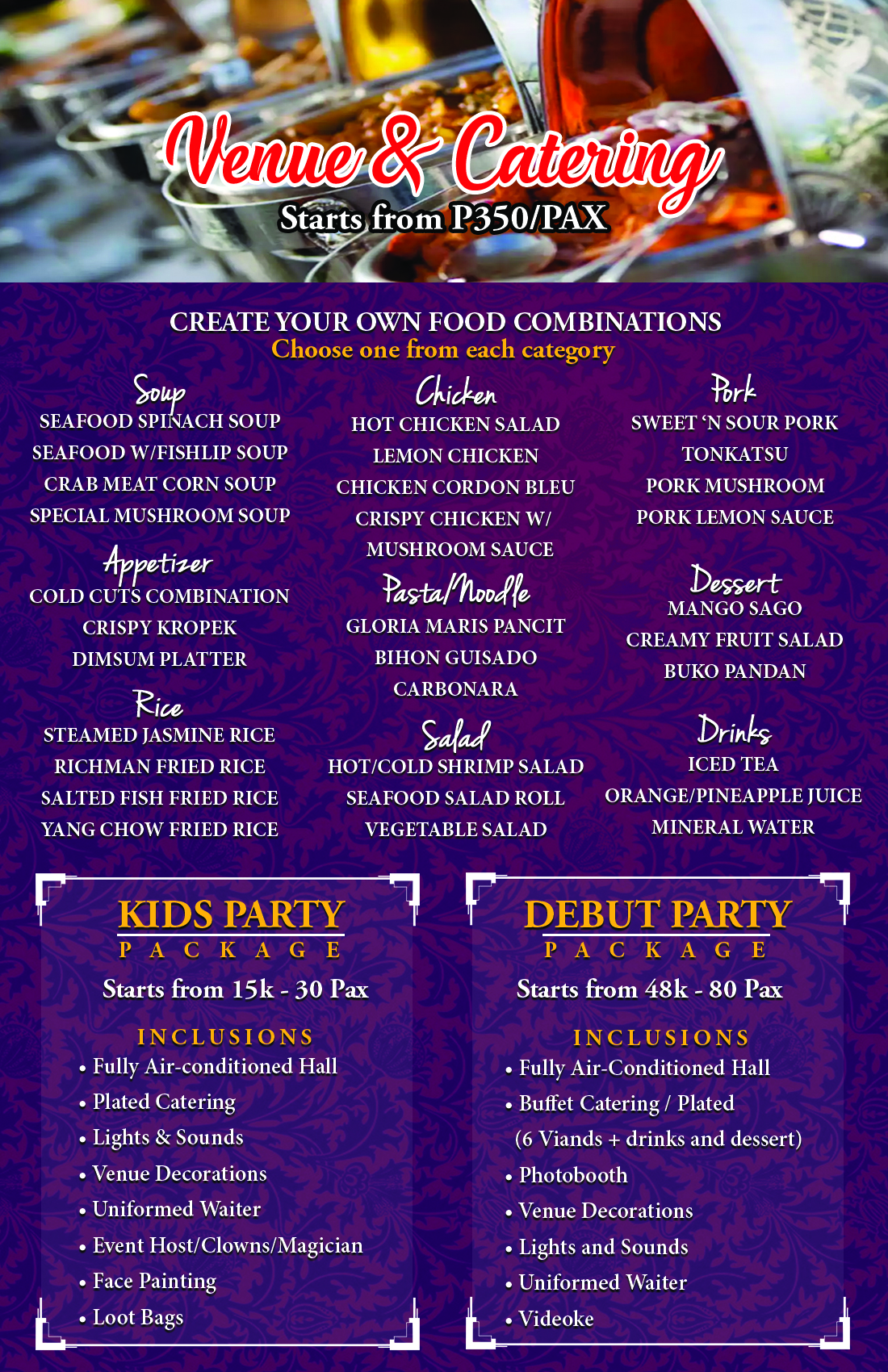 kids Party and Debut Party Packages